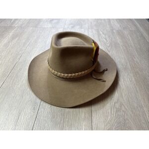 Akubra Snowy River Pure Felt Hat Wester Cowboy Australian Size 56 Tan Beige
